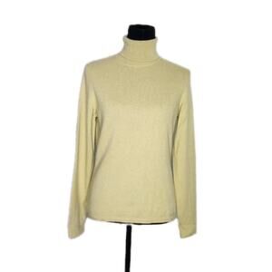 Unbranded Women’s 100% Cashmere Lime Green Turtle Neck Long Sleeve Knit Sweater